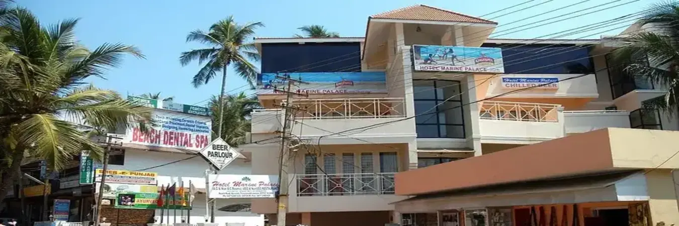 Exterior view of Hotel Marine Palace near Lighthouse Beach, Kovalam, Kerala.