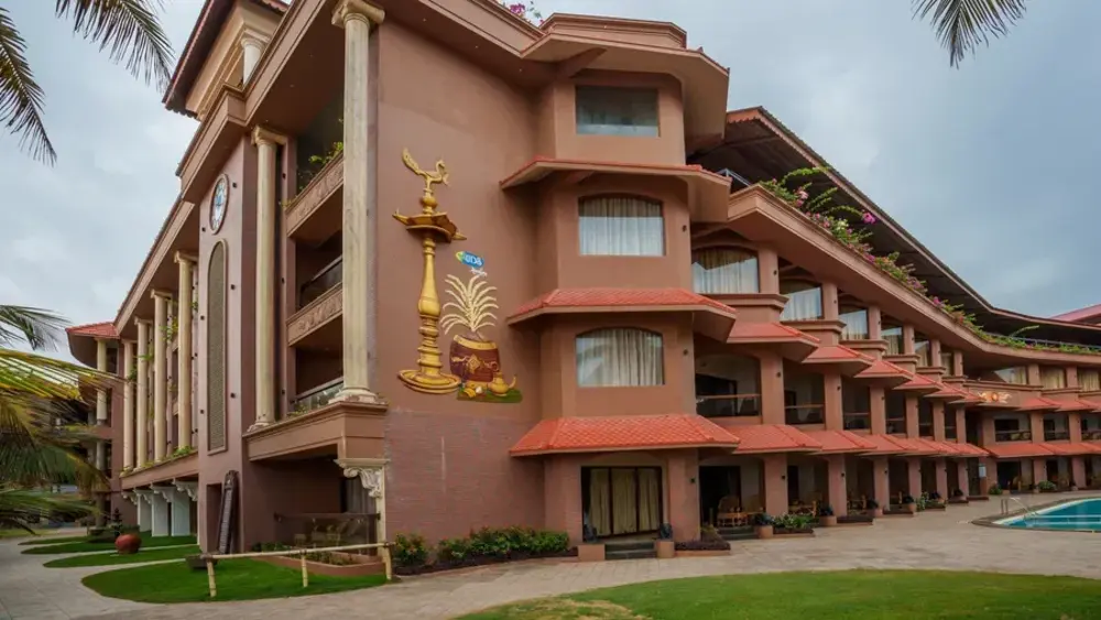 Uday Samudra Leisure Beach Hotel premium resort building exterior on Samudra Beach Kovalam