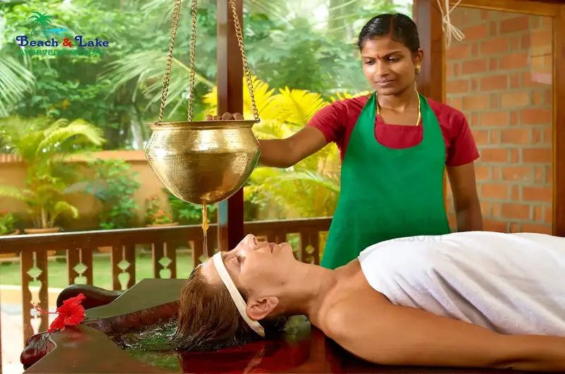 Traditional Kerala Ayurvedic massage therapy and rejuvenation treatment at Beach and Lake Ayurvedic Resort Kovalam.