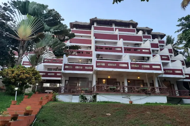 Unique tiered architecture of the guest room building at Soma Palmshore Beach Resort Kovalam