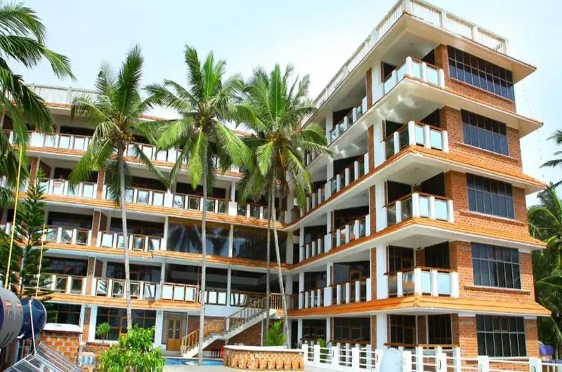 Modern exterior facade and architecture of Sagara Beach Resort in Kovalam