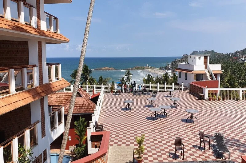 Rooftop terrace and ocean view deck seating at Sagara Beach Resort