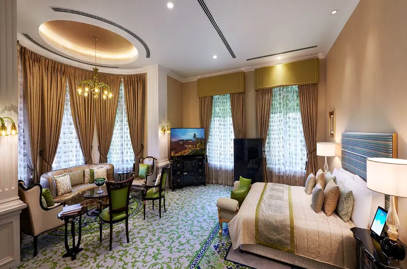 Spacious luxury club suite accommodation with contemporary interiors at The Leela Kovalam