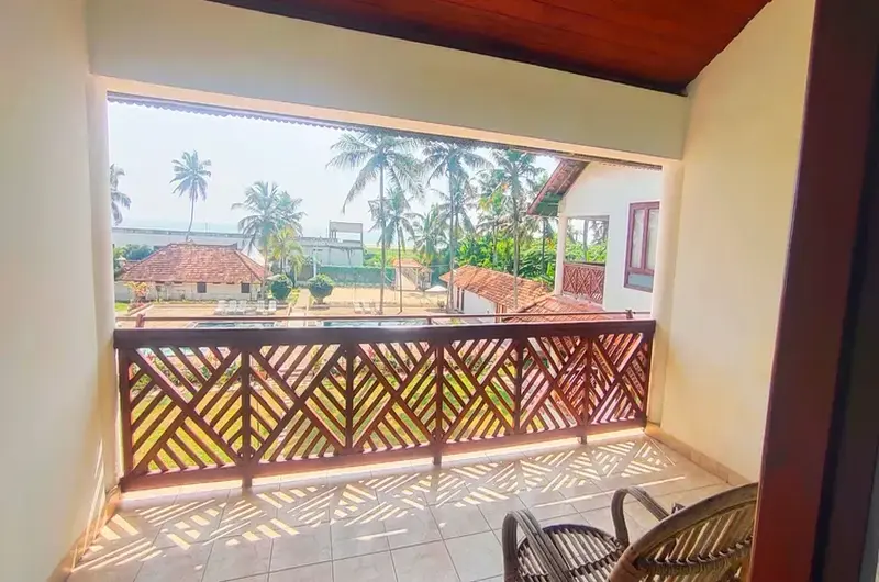 Heritage cottage veranda and private balcony area at The Travancore Heritage Beach Resort