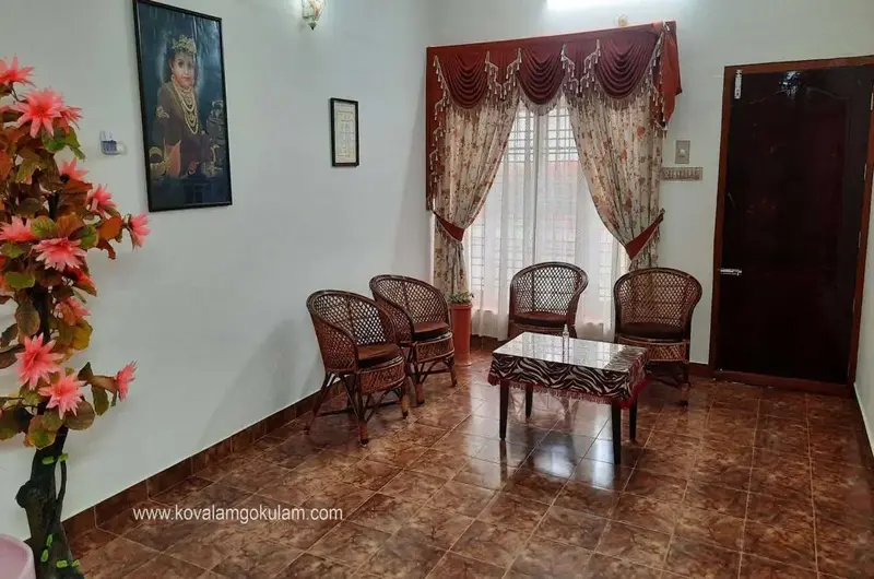 Welcoming indoor guest common living room and sitting lounge at Gokulam Homestay Kovalam.