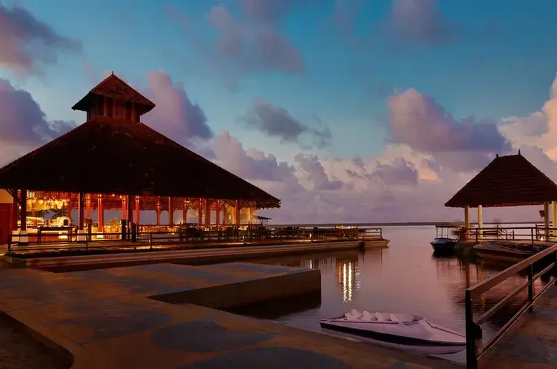 Scenic backwater view and sunset deck seating at Estuary Island Resort